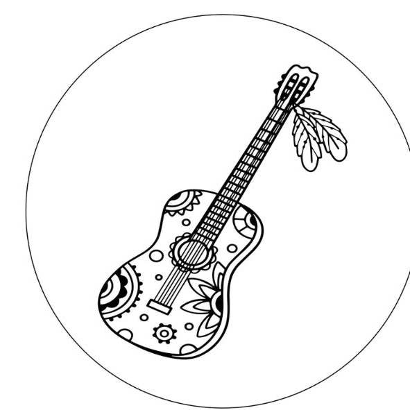 Dirty Acres - Wholesale Car Decorative Charm - Unisex - Boho Acoustic Guitar With Flowers & Feathers White Spare Tire Cover0