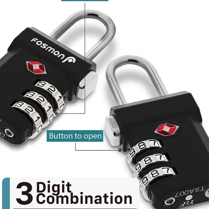 Fosmon - Wholesale Luggage Lock - TSA Accepted 3 Digit Combination Luggage Lock #52