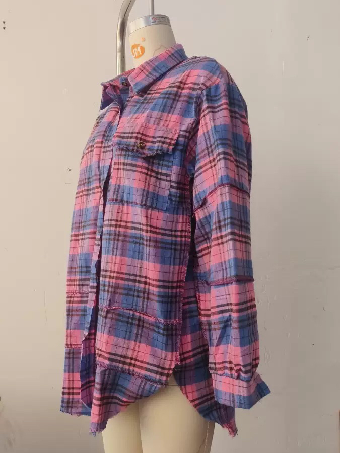 Rosa Clothing - Wholesale Shirt Jacket/Shacket - Women's - Plaid shirt oversized Long Shacket 7 colors11