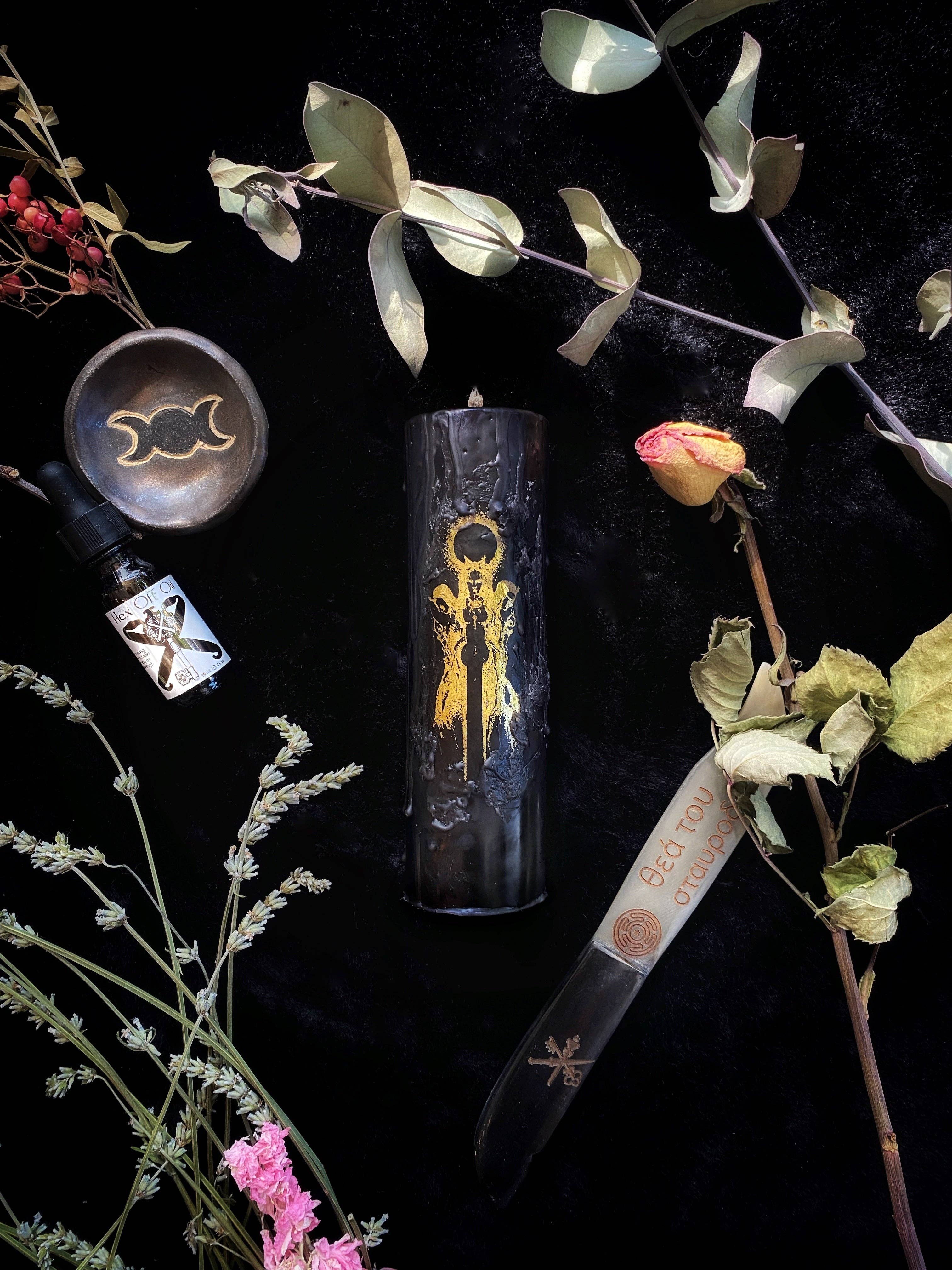 Keven Craft Rituals LLC - Wholesale Zuilkaars - Dedication Art, zwarte bijenwas Ritual Art Pillar Candles2