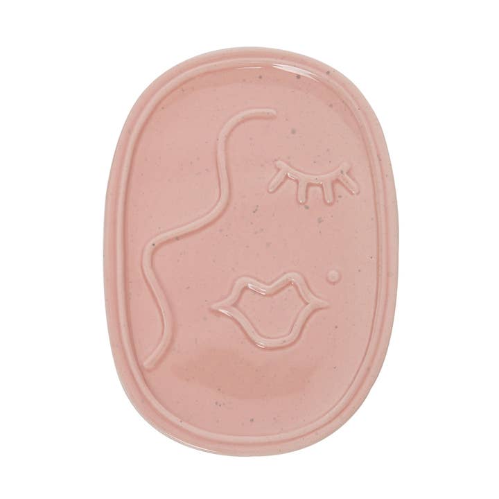 Totalee Gift - Wholesale Jewelry Dish - SALE Ceramic 6.5" Pink Pink Face Catch All1
