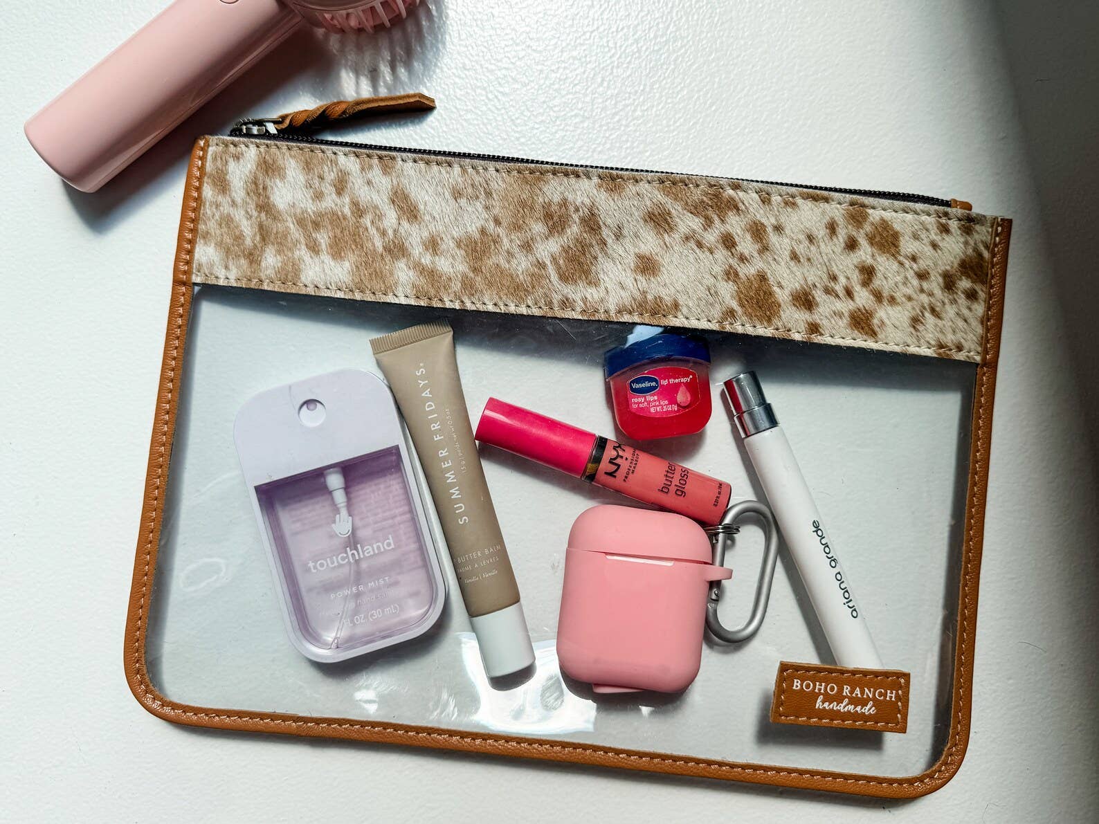 Boho Ranch Shop - Venta al por mayor Bolsa para maquillaje - Neceser de tocador transparente de piel de vacuno, organizador, de viaje14