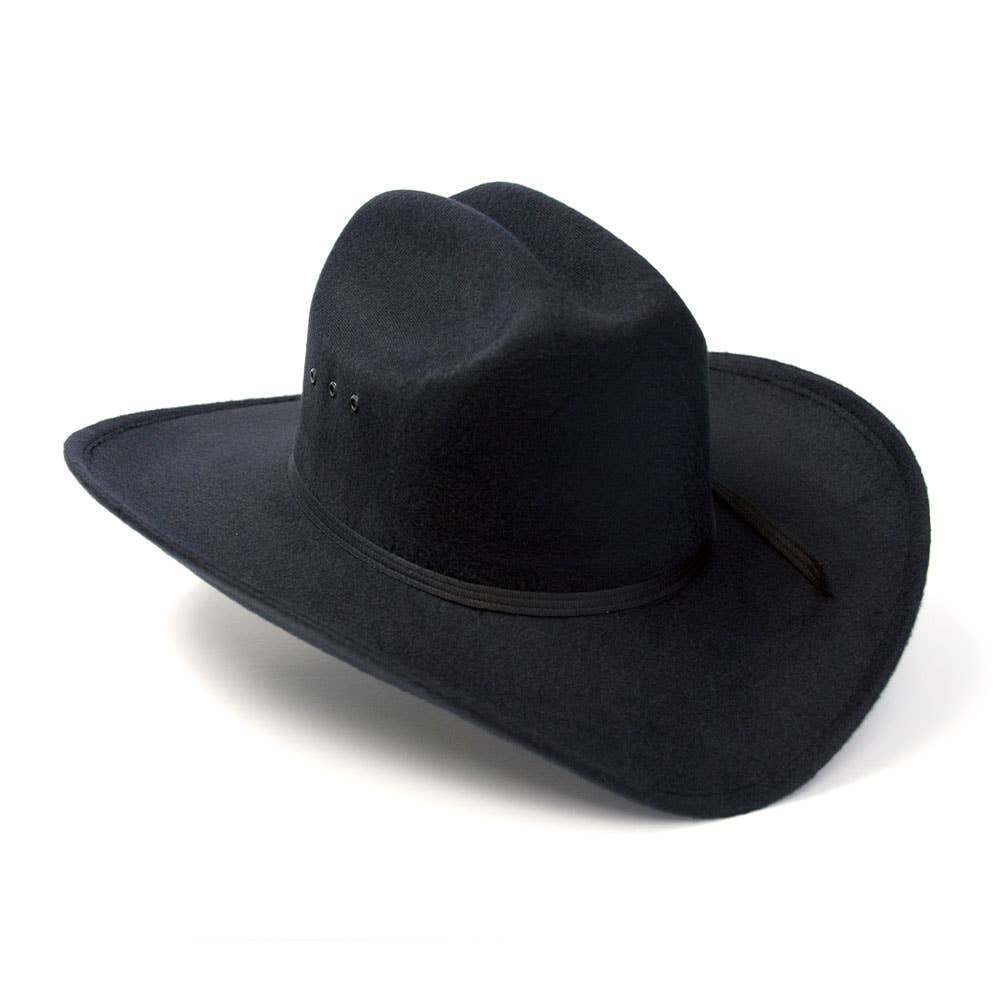 Western Express - Wholesale Cowboy Hat - Unisex - Black Felt Finish Western Cattleman Hat with Black Hat Band1