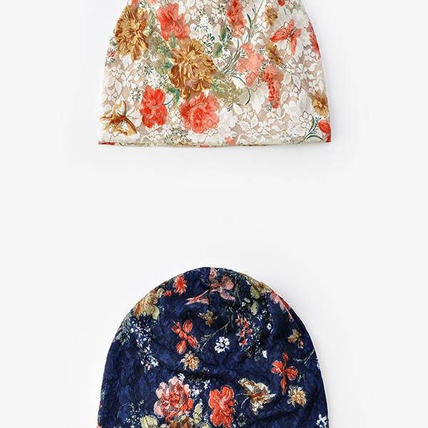VividLux - Wholesale Beanie – Women's - Lace-paneled Floral All seasons Hood9