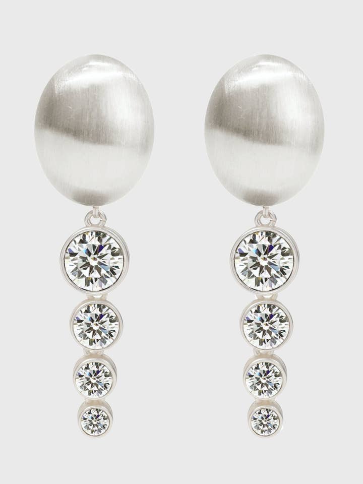 "Pioggia" - verzilverde kristaldruppel-oorclips voor wholesale door Filippa Firenze