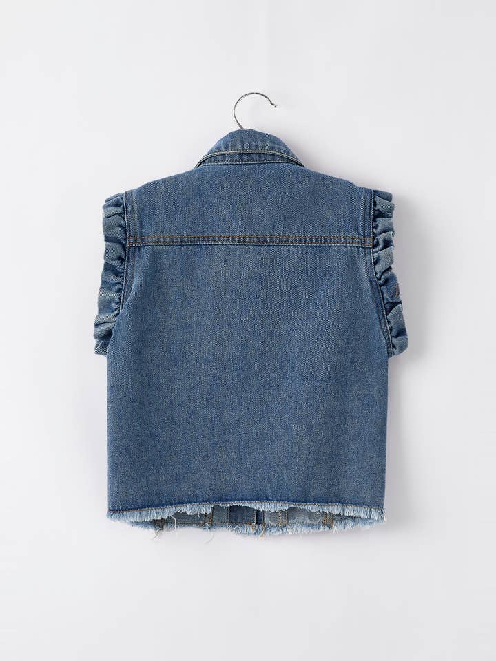 Rylee Faith Designs - Wholesale Outerwear Vest - Kids - 4th of july Stars Stripes Vest Girls Denim Vest