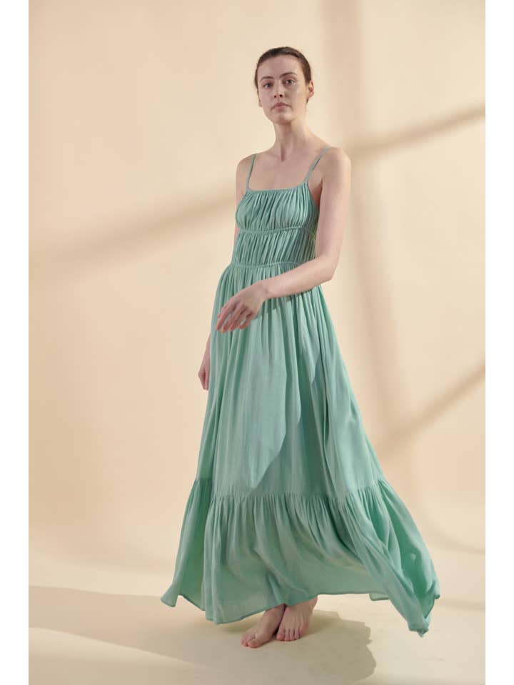 Mint Flounce cami maxi dress for wholesale on Faire