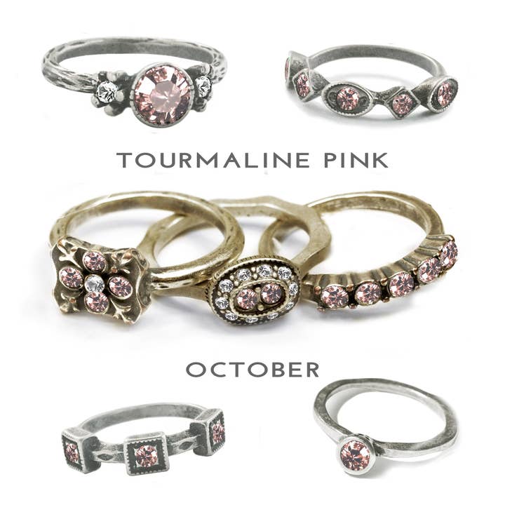 Stackable October Birthstone Ring - Tourmaline Pink for wholesale by Sweet Romance Jewelry