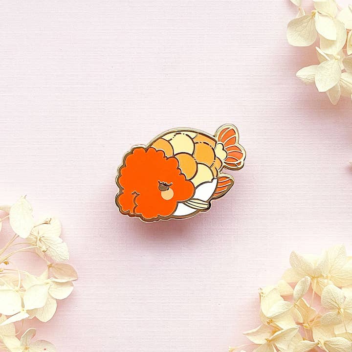 Alum and Ink - Wholesale Lapel Pin/Button - Ranchu Goldfish Enamel Pin2