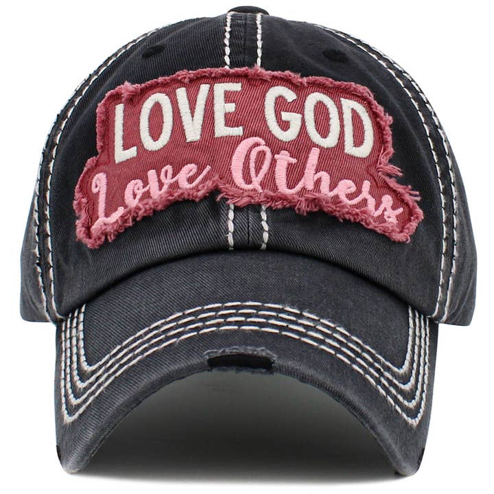 SOPHIA WHOLESALE - Wholesale Baseball Cap - Women's - LOVE GOD LOVE OTHERS Washed Vintage Ball Cap