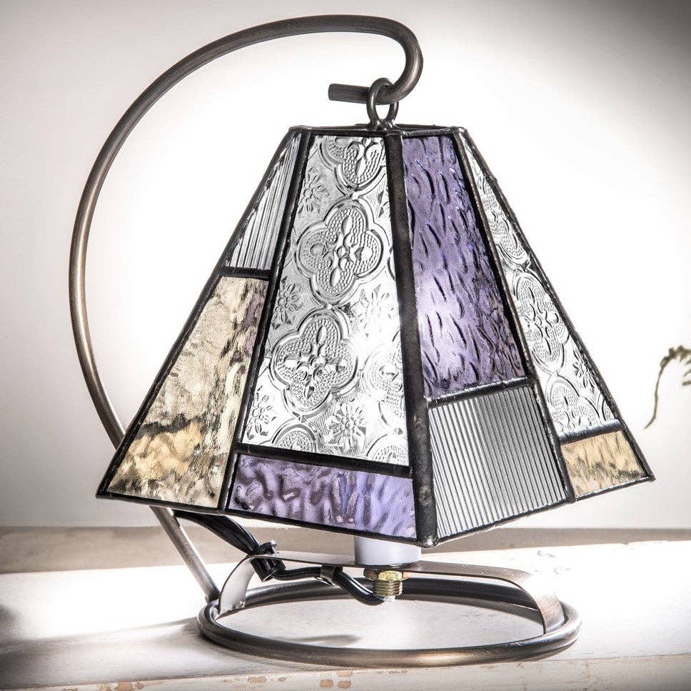 J Devlin Glass Art & Bert Anderson Collection - Wholesale Accent/Desk Lamp - Lam 710-2 Purple,  Pale Green and Clear Textures Mini Lamp0