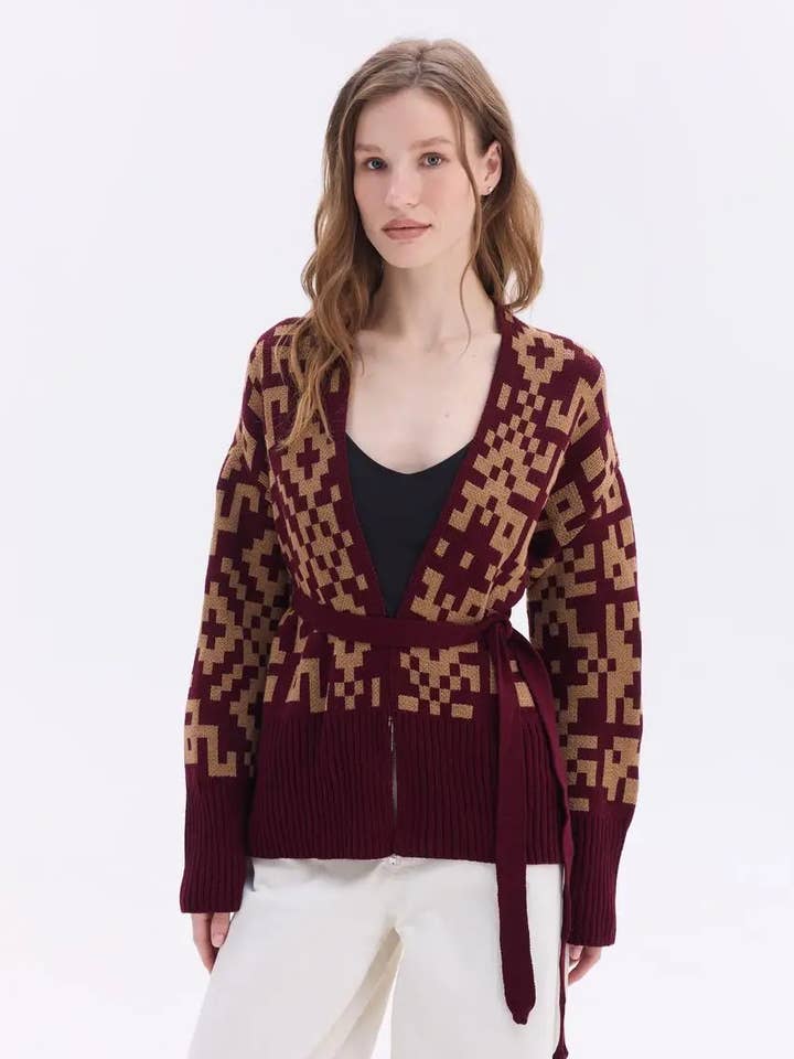 Mini Cardigan for Women Liya Wool Acrylic Cappuccino Color for wholesale by Handmade Originals Ukraine