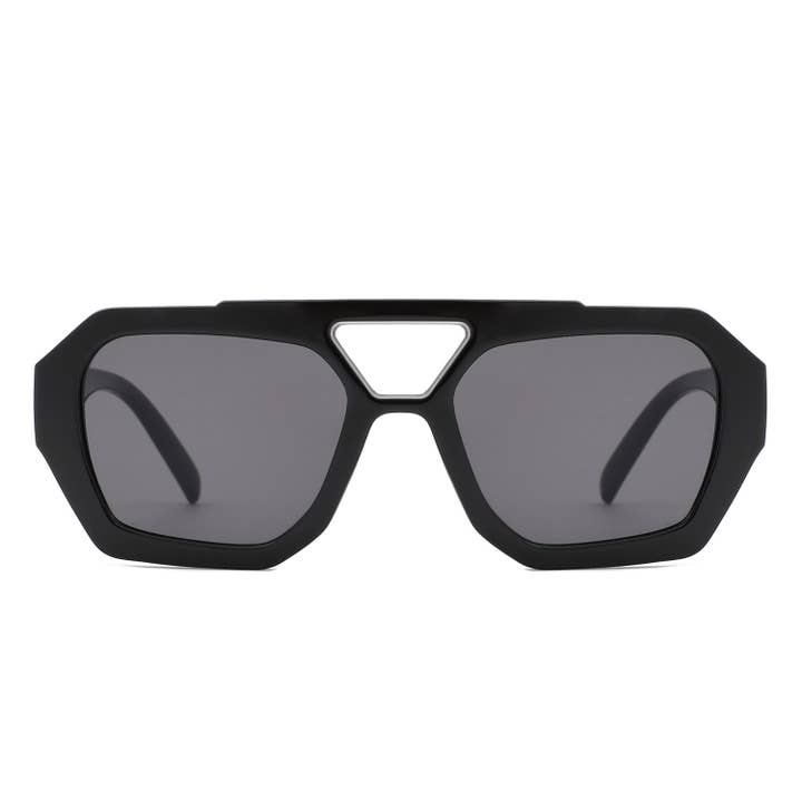 Cramilo Eyewear - Wholesale Sunglasses - Unisex - Square Brow-Bar Retro Tinted Aviator Sunglasses