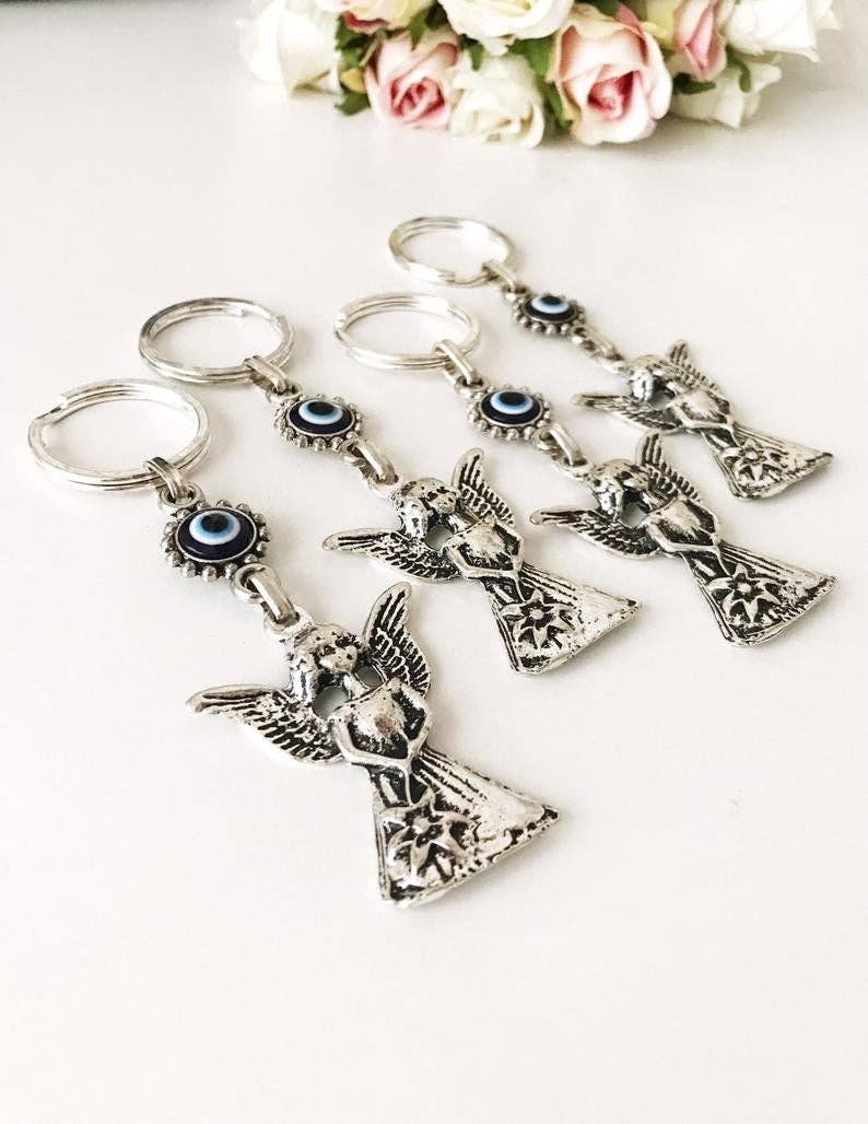 Evileyefavor – wholesale Keychain – Women's – Silver Evil Eye Angel Keychain3