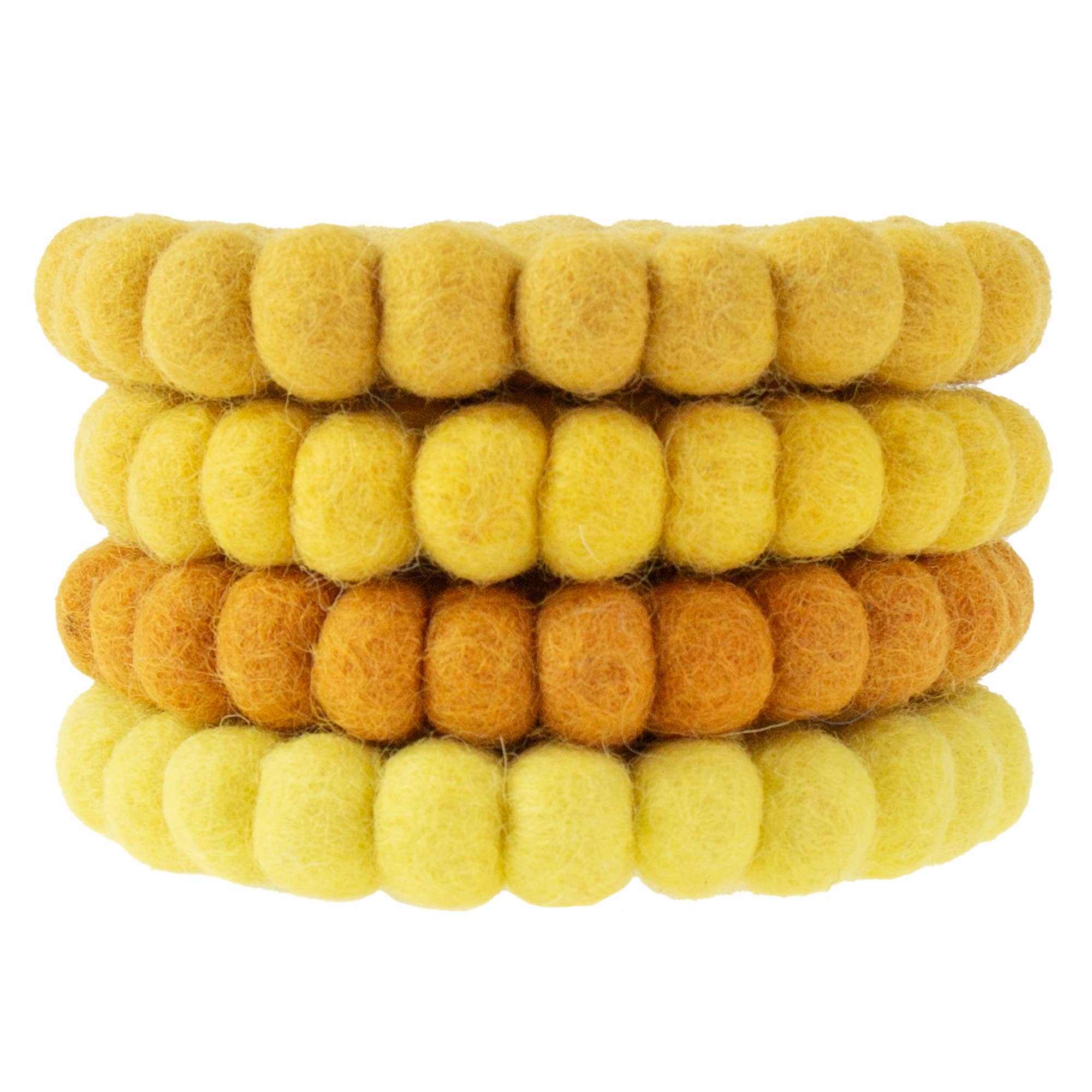 Global Crafts - Wholesale Coasters - Mustard Tonal Felt Ball Coasters, Set of 43