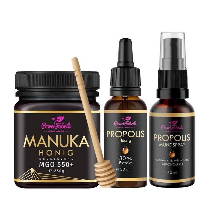 Allrounder sæt, Manuka MGO 550+, propolis ekstrakt 30%, Propo for engroshandel hos Power Fabrik