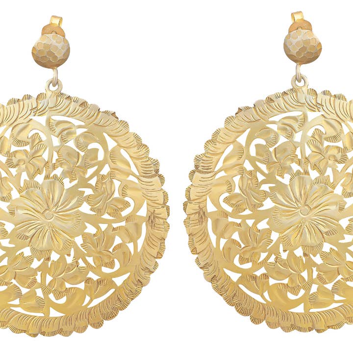 Jaali Blomsterskive Øreringe for engroshandel hos POMEGRANATE