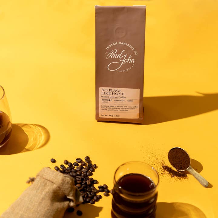 Paul John Indian Caffeine Co. - Wholesale Coffee Beans - Indian Coffee, No Place Like Home, 12 oz bags, Beans1
