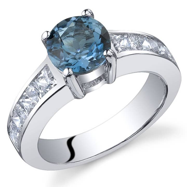 Peliani - Wholesale Engagement Ring - London Blue Topaz Round Cut Sterling Silver Ring Size 6