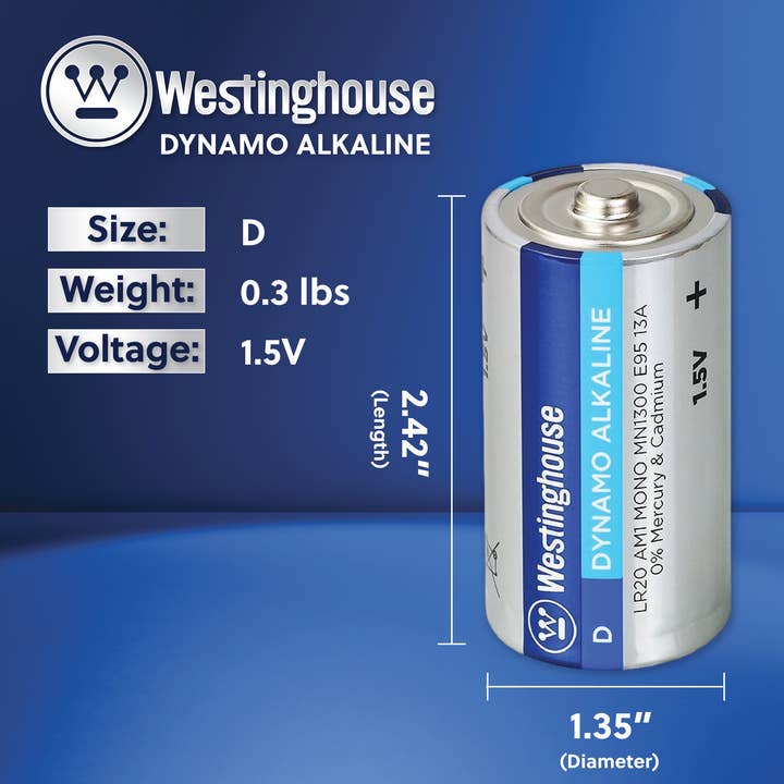 Westinghouse Battery - Vente Chargeurs portables - Westinghouse D Dynamo Alkaline Shrink Lot de 22