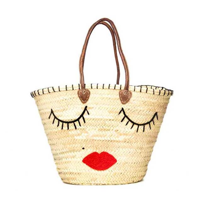 SAC Kiss STRAW fait main avec du cuir, French Market Basket pour la vente par DarKech