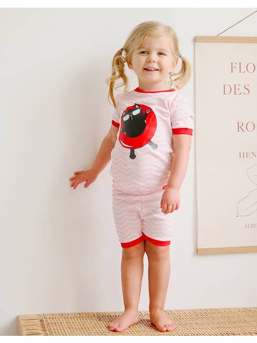 Red Tube Kitty Short Sleeve Pajama Set for wholesale on Faire