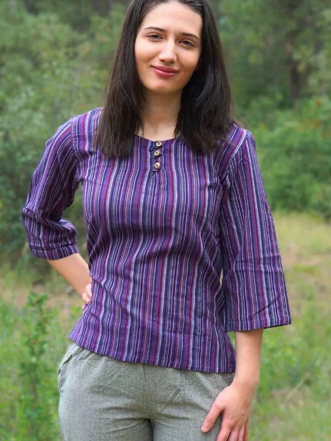 Cotton 3 Button Shirt, 3/4 Sleeve for wholesale by Ganesh Himal Trading