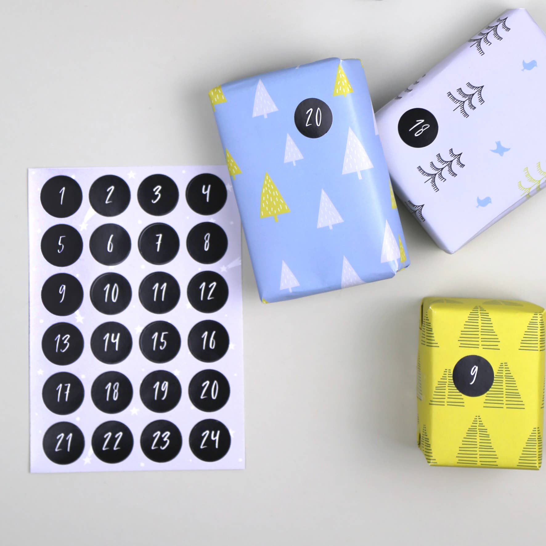 Kunst an Papier - Vente Autocollant - Stickers de l'Avent Alma numérotés de 1 à 241