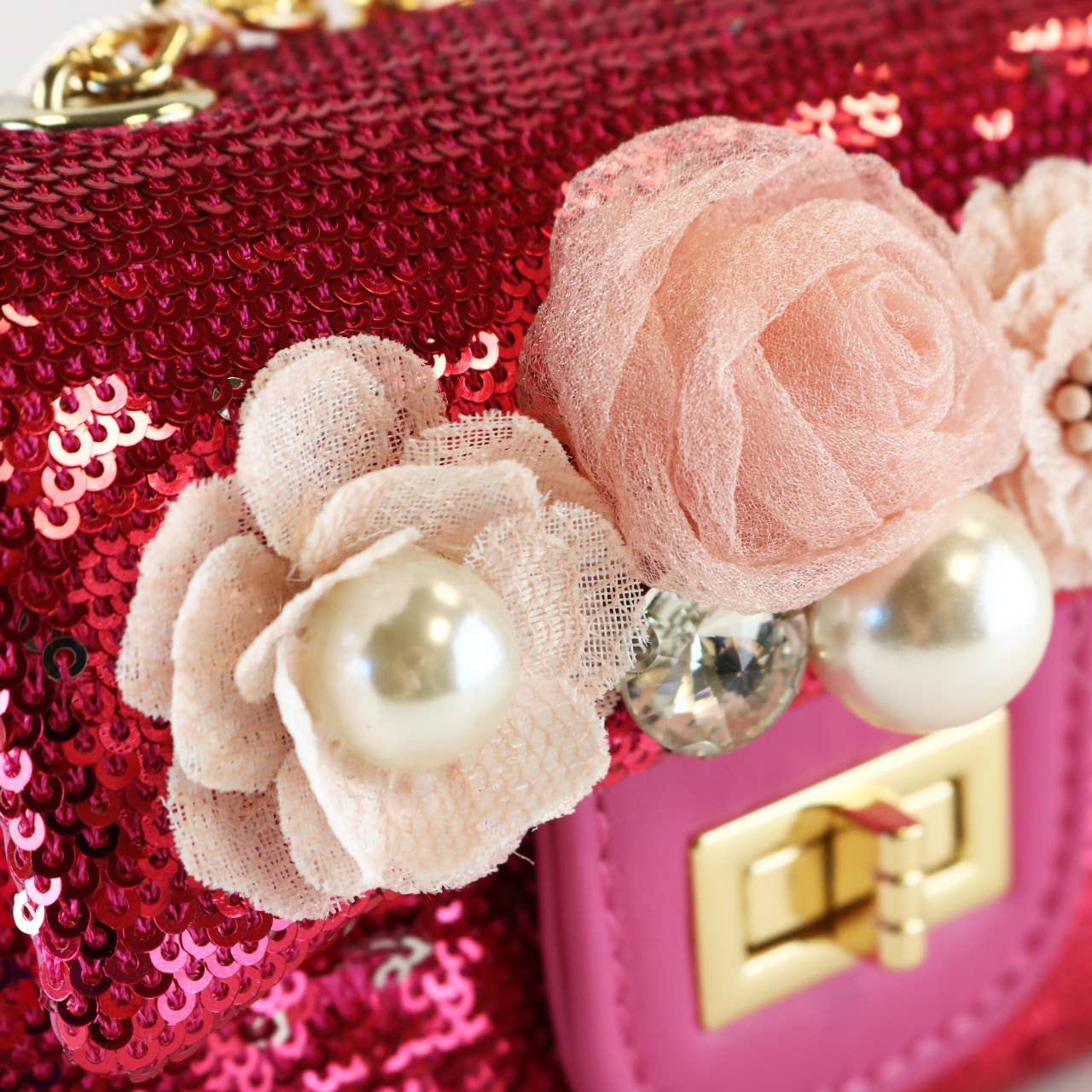 Doe a Dear - Vendita all'ingrosso Borsa a tracolla - Bambini - P30 B1301 Borsa con Applicazioni Floreali e Paillettes (5 Colori)1