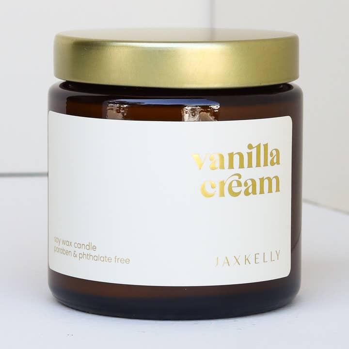 JaxKelly Candles - Wholesale Jar/Filled Candle - 4oz - Vanilla Cream Candles - Amber0