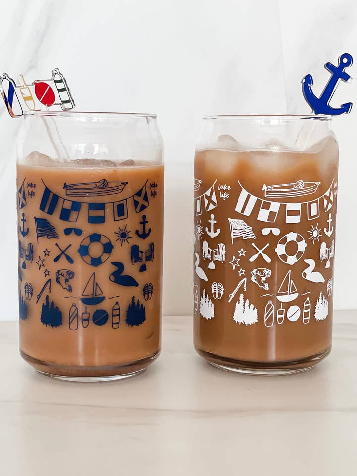 Lake Life Can Glass for wholesale by Waves of Grace Letter Co.