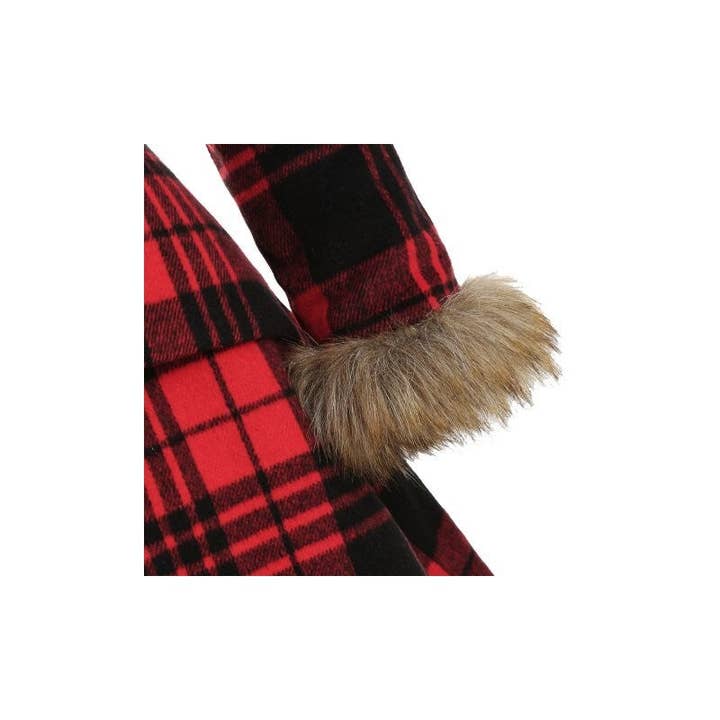 Röd Slim Fit Rutig Huvtröja med Fuskpäls Krage Kappa för wholesale på Faire2