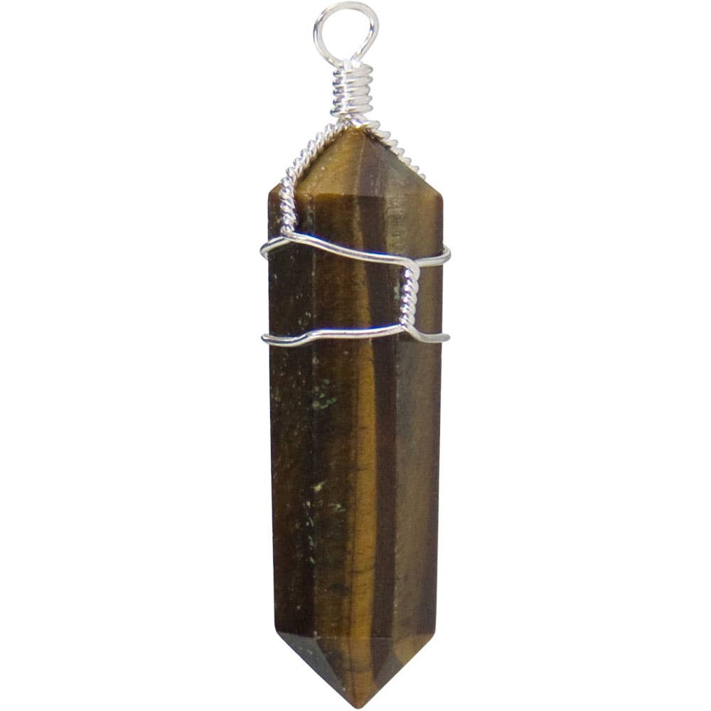 Kheops International – wholesale Individual charm/pendant – Wire Wrapped Point Pendants - Tiger Eye (Pack of 5)0