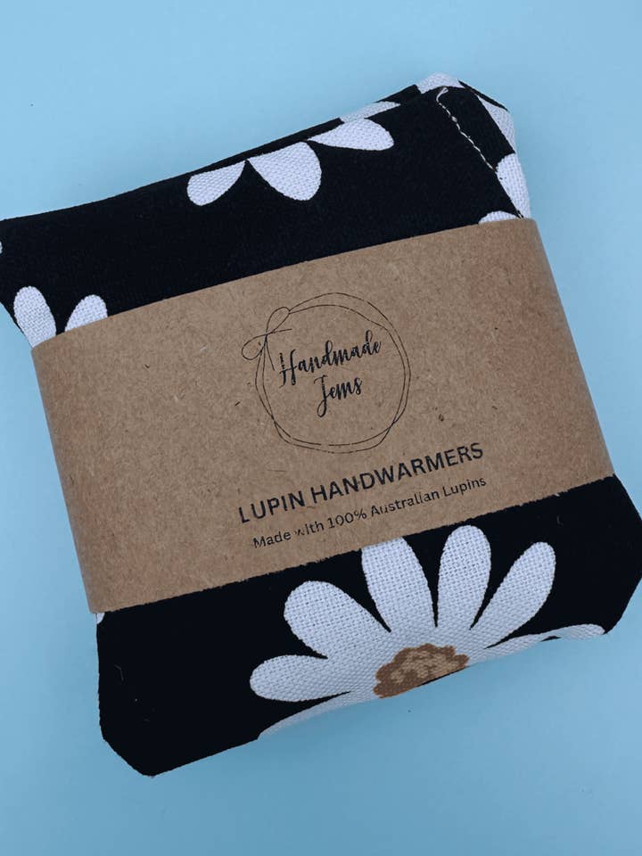 Scaldamani Lupin Margherite Nere (Confezione da 2) per la vendita all'ingrosso da parte di Handmade Jems