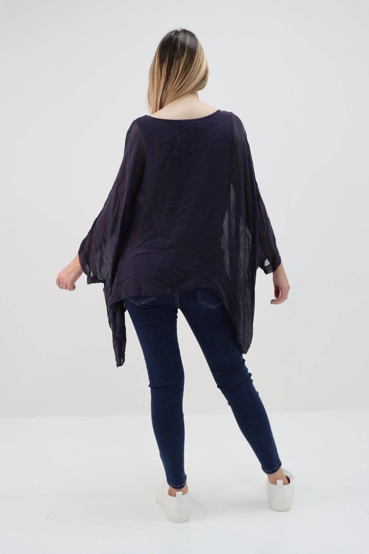Miss Bold - Wholesale Tunic - Women's - Italian Plain Batwing Silk Tunic Top41