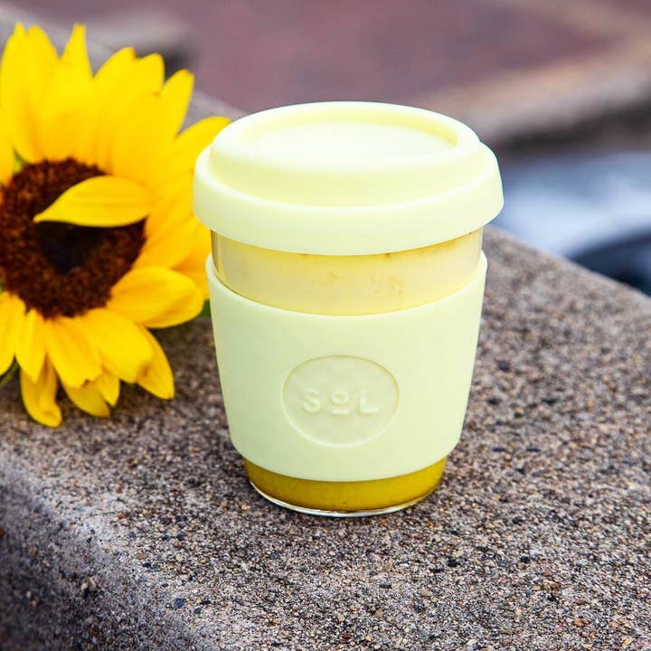One Less - Wholesale Drinking Glass/Cup - 12OZ Glass Travel Tumbler from SoL Cups - Yellow