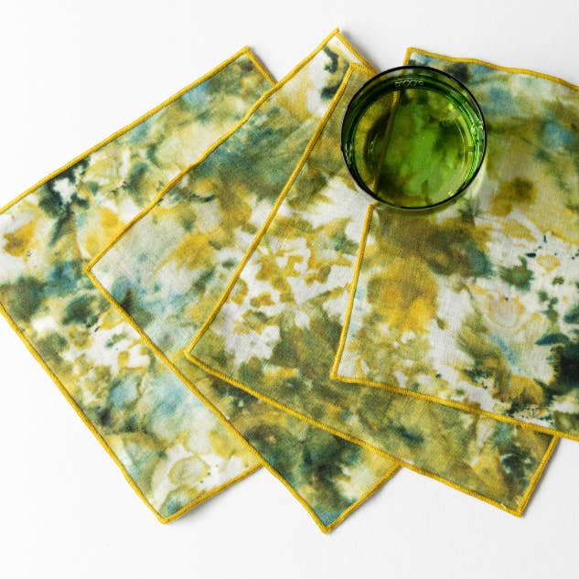 Green Marble Cocktail Napkin Set for wholesale by Goldie Home