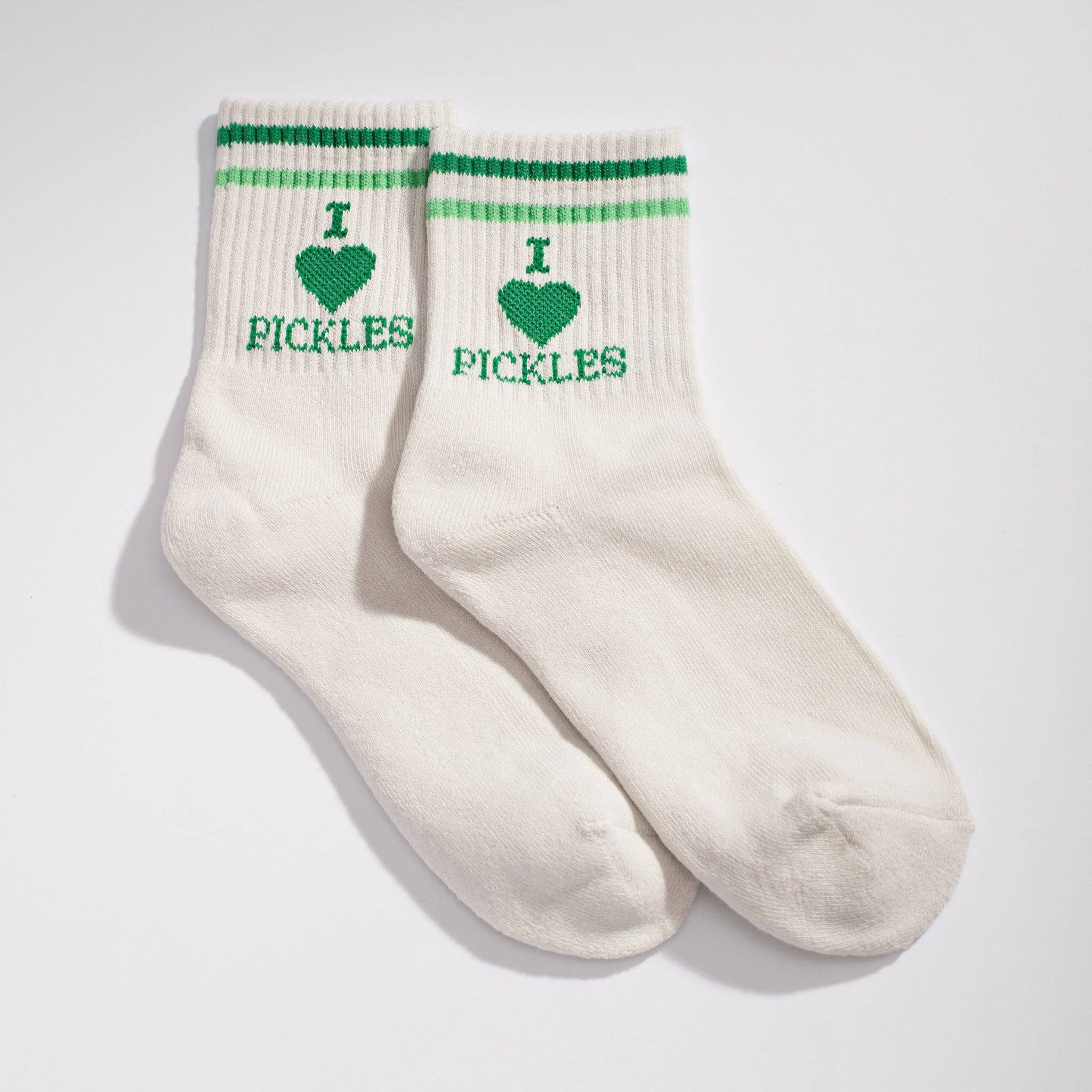 Green I Heart Pickles Socks for wholesale on Faire0