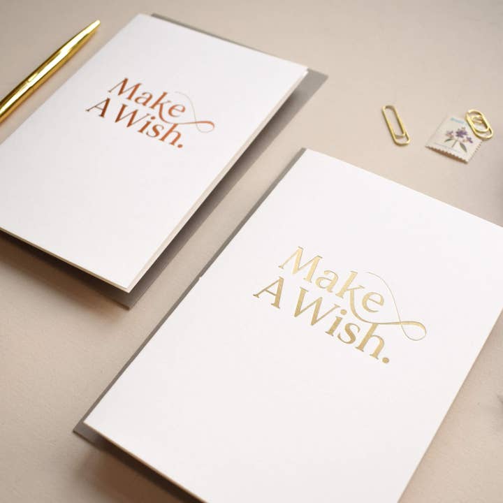 Make A Wish, Hot Foil Birthday Card for wholesale by Jennifer Tune