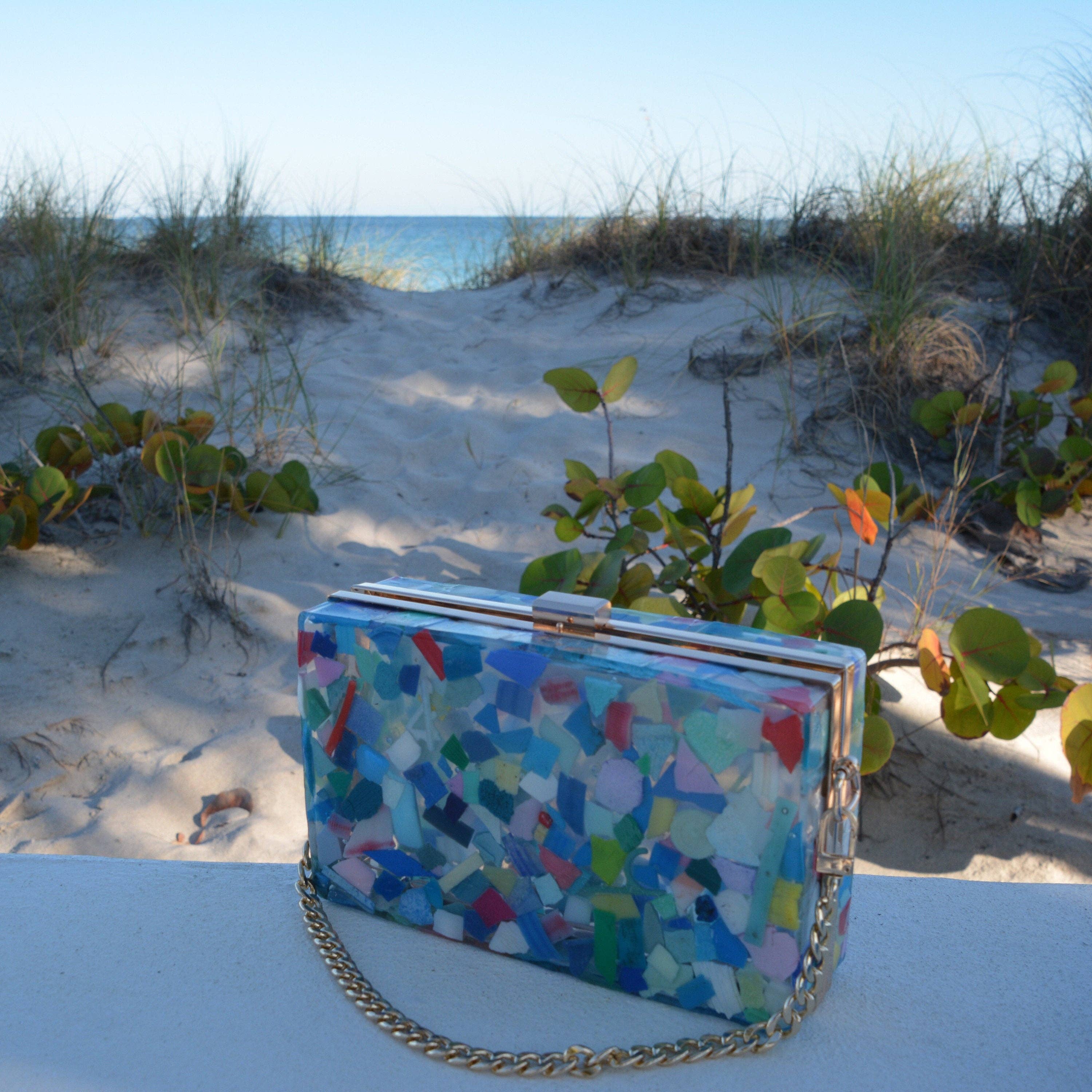 Ocean Plastics - Wholesale Clutch Bag - Women's - Statement clutch made from ocean plastic, purse made of micro plastic, colorful evening bag, recycled eco-friendly fashion, something blue6