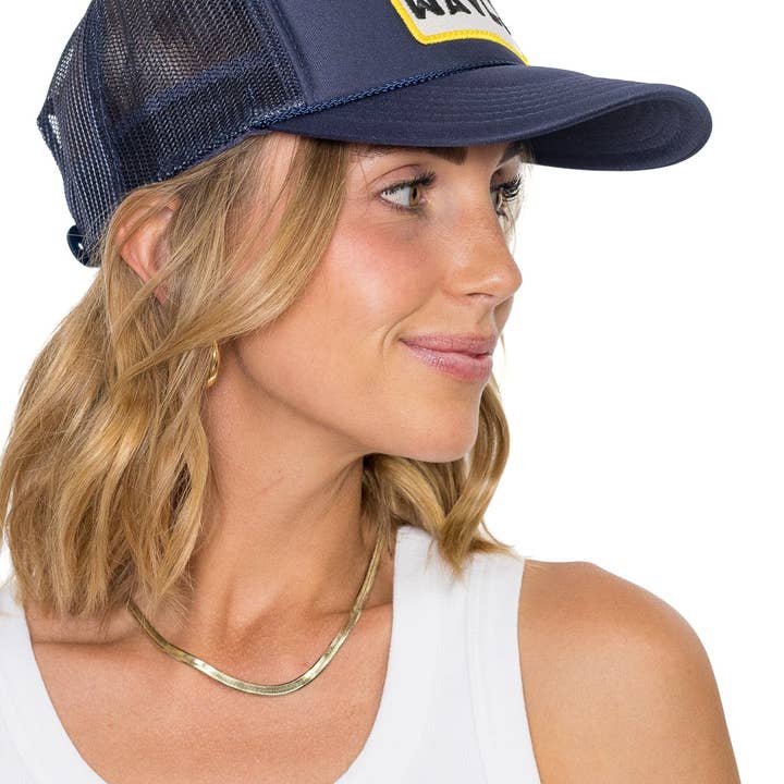 Make Waves Trucker Hat in Navy for wholesale on Faire4