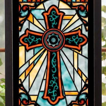 Art Brand Studios - Wholesale Wall Accent - Cross Concho 14"x20" Black Framed Glass