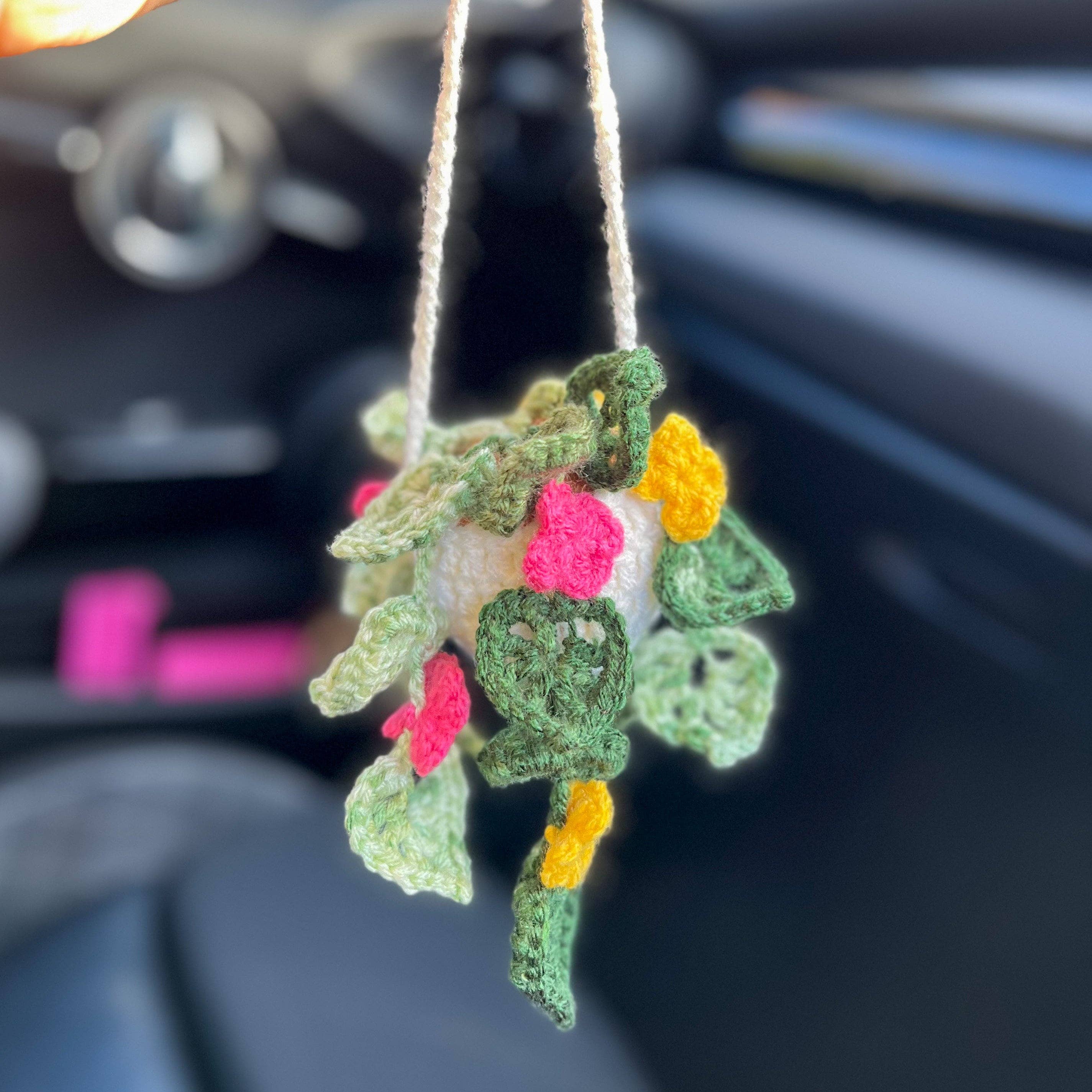 Anh2 LTD - Vente Breloque décorative pour voiture – femme - Miroir de voiture Monstera Plant à suspendre au crochet, cadeau pour amoureux des plantes3