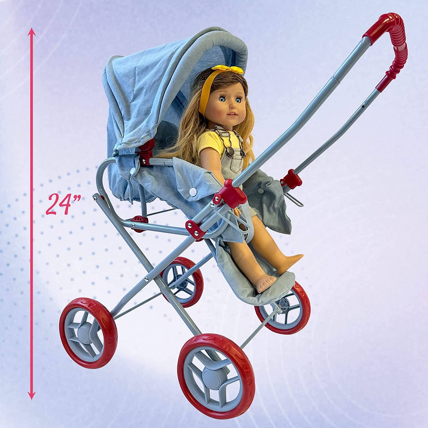 The New York Doll Collection - Wholesale Doll Stroller - Kids - Heart Printed Doll Bassinet Stroller with Travel Carry Bag14