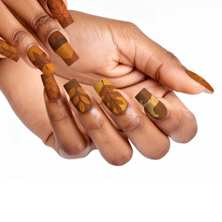 Cocoa Harvest Fall Fantasy Press-On Nails for wholesale by FYNE BODY