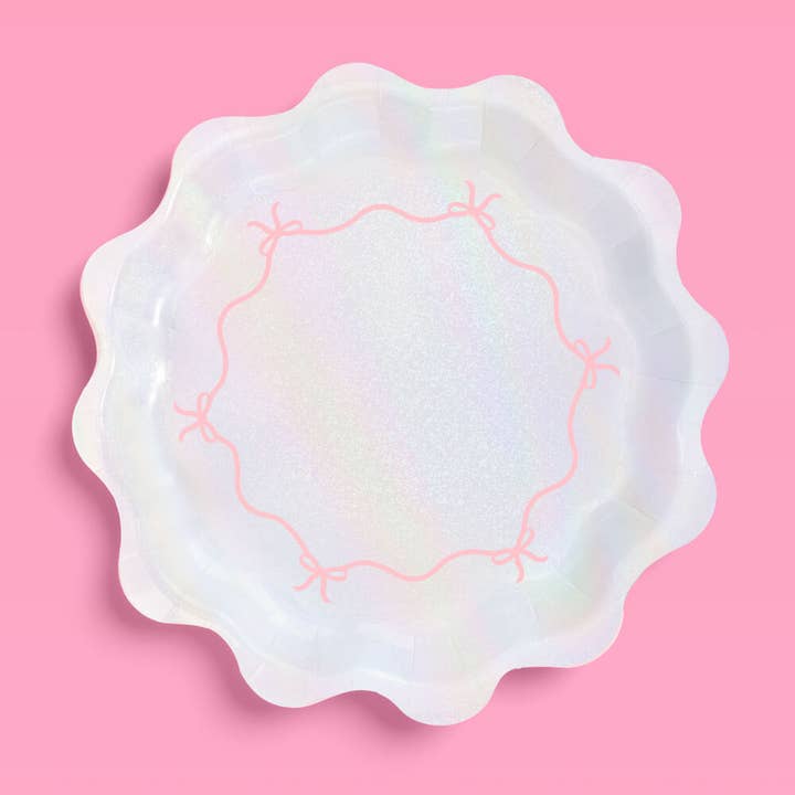 xo, Fetti - Wholesale Disposable Plate - Tying the Knot Plates - 24 paper plates, Bow, Coquette, Bday