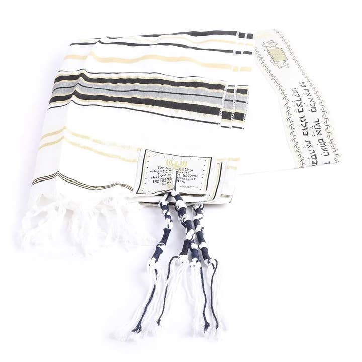 Swanson Christian Products - Wholesale Wrap - Women's - Prayer Shawl – Gold and Black – Traditional Messianic with Tallit – 72″ X 22″