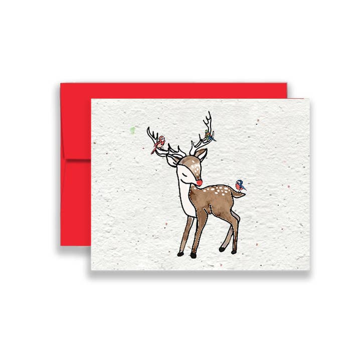 Artsy Em - Wholesale Christmas Card - Rudolph Christmas Wildflower Seed Paper Card Greeting Card0