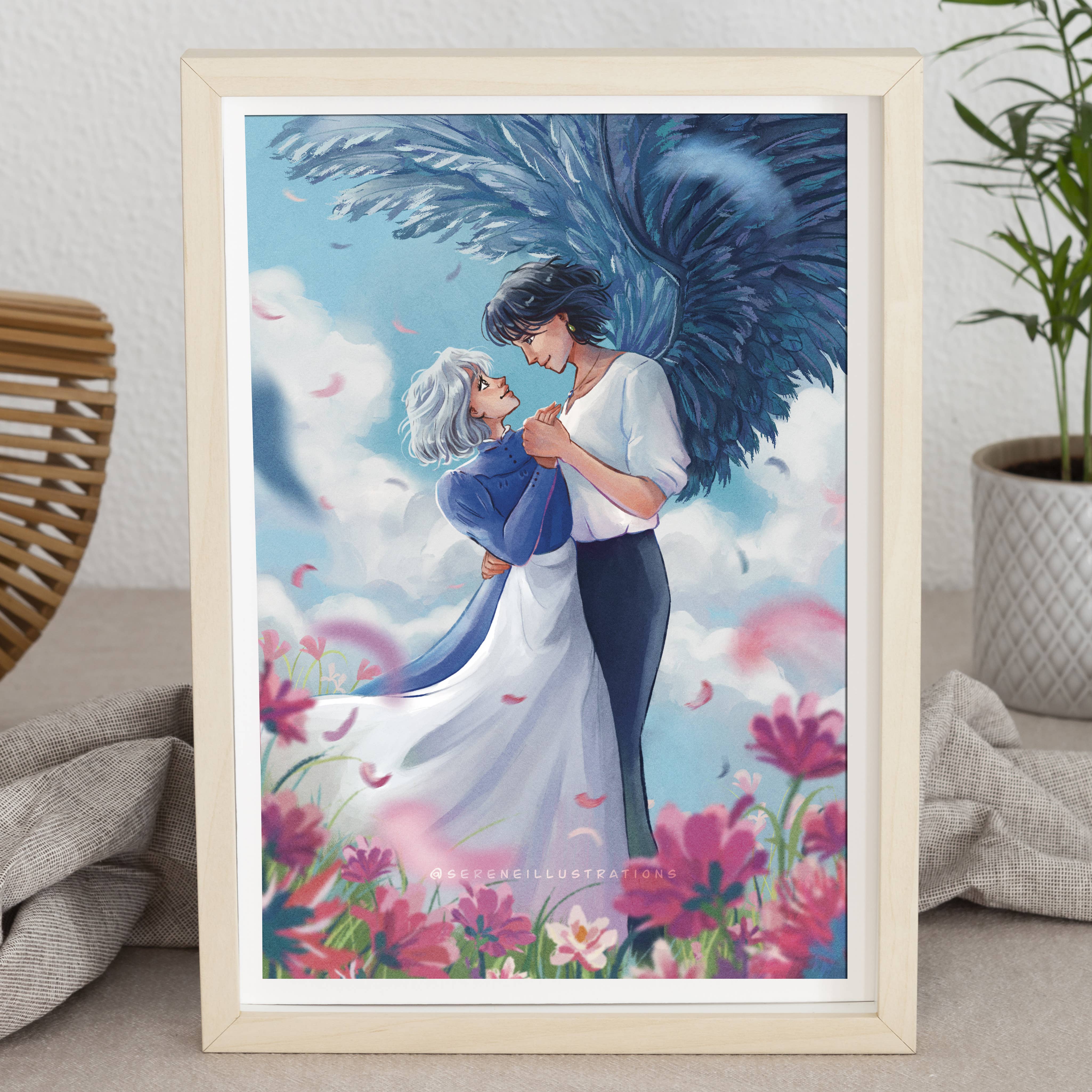 Serene Illustrations - Wholesale Art Print - Studio Ghibli Print | Howl's Moving Castle | Sophie & Howl0