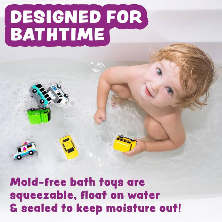 Tub Works LLC - Wholesale Bath Toy - Baby - Tub Works® Vehicles™ Bath Cars Mold Free Bath Toys, 6 Pack1